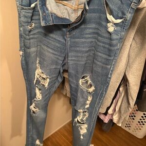 American Eagle Outfitters High Rise Distressed Blue Jeans